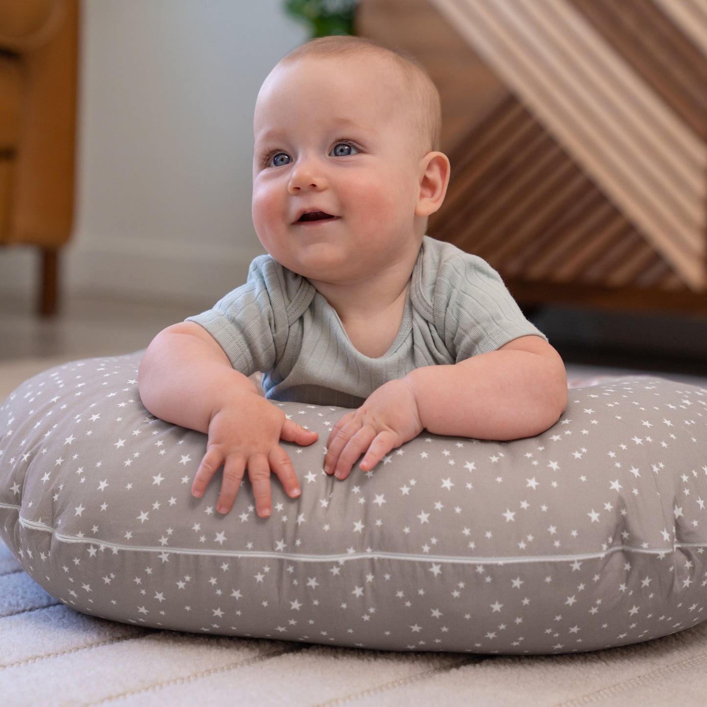 Nursing Pillow With Lumbar Support and Removable Organic Cover