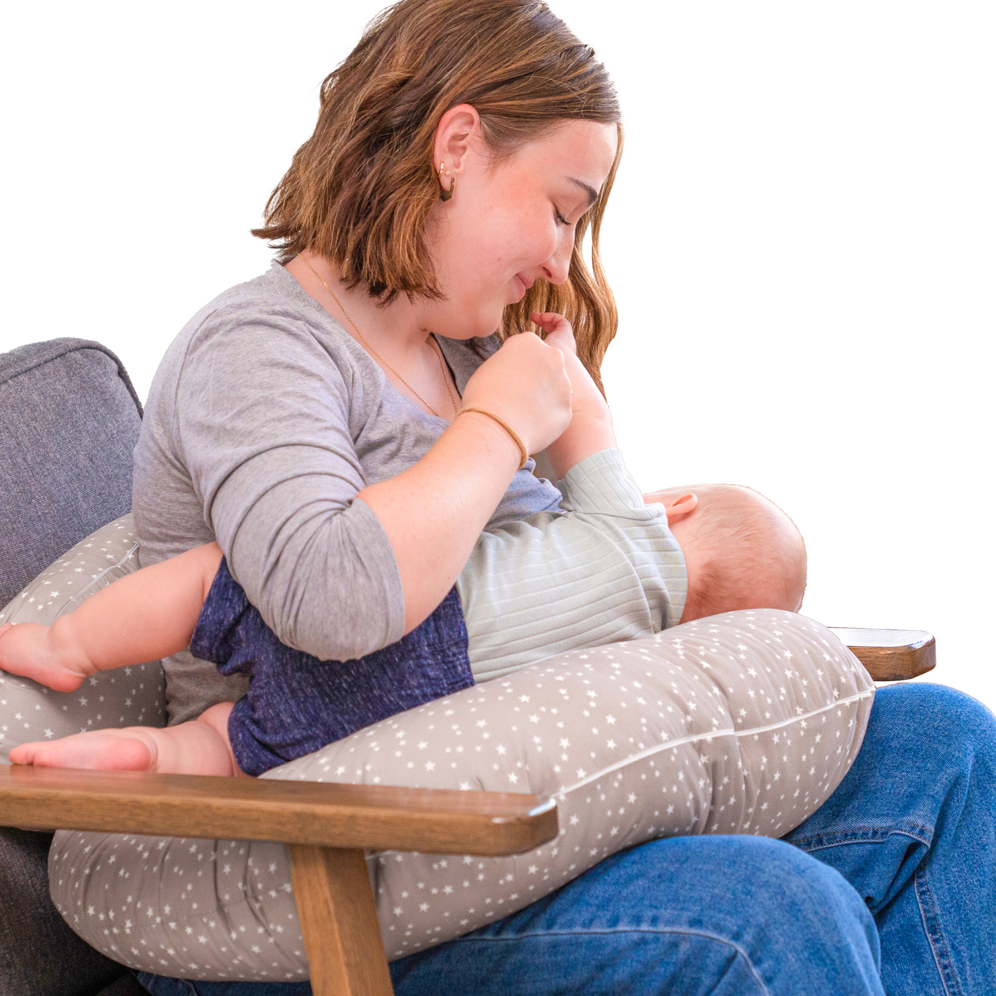 Nursing Pillow With Lumbar Support and Removable Organic Cover