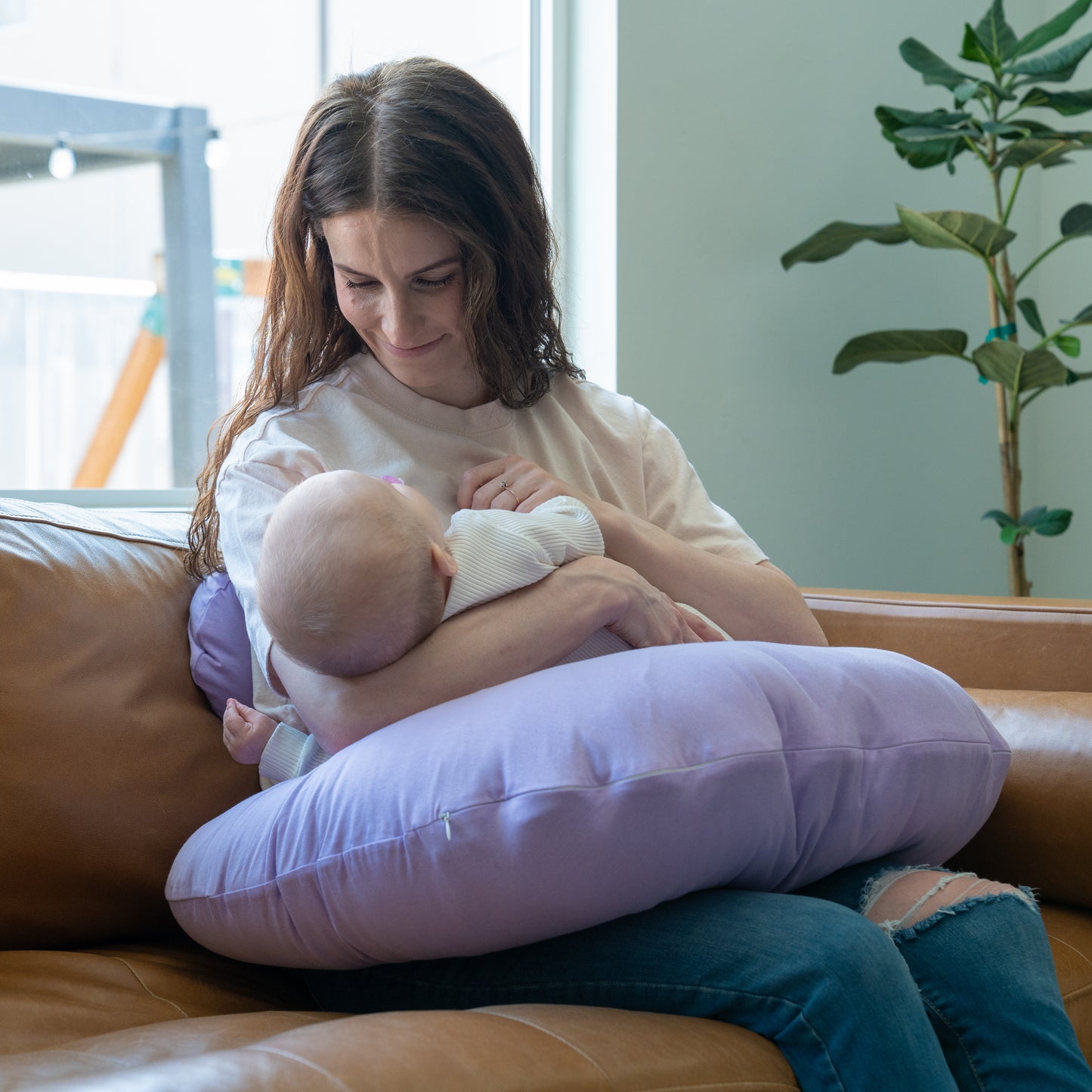 Nursing Pillow With Lumbar Support and Removable Organic Cover